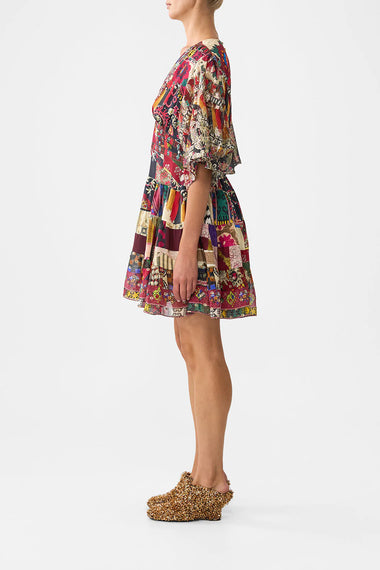 Tiered Skirt Mini Dress Patchwork Alchemy