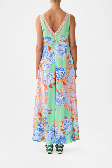V Neck Flared Jumpsuit Topkapi Pop