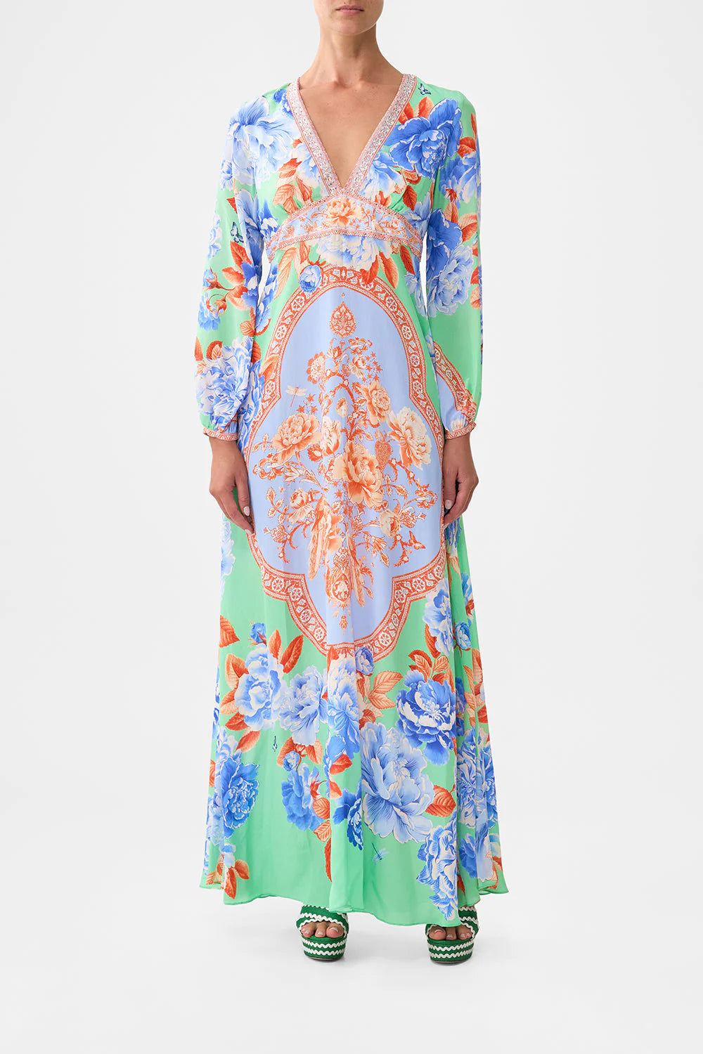 Load image into Gallery viewer, Printed Lantern Sleeve Dress Topkapi Pop
