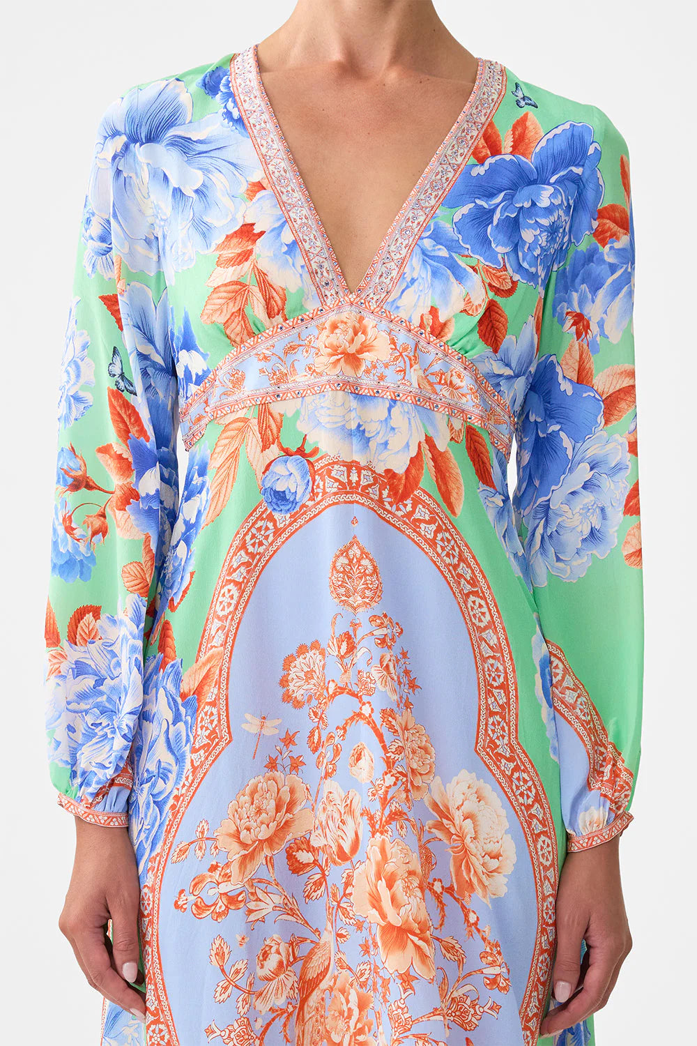 Load image into Gallery viewer, Printed Lantern Sleeve Dress Topkapi Pop
