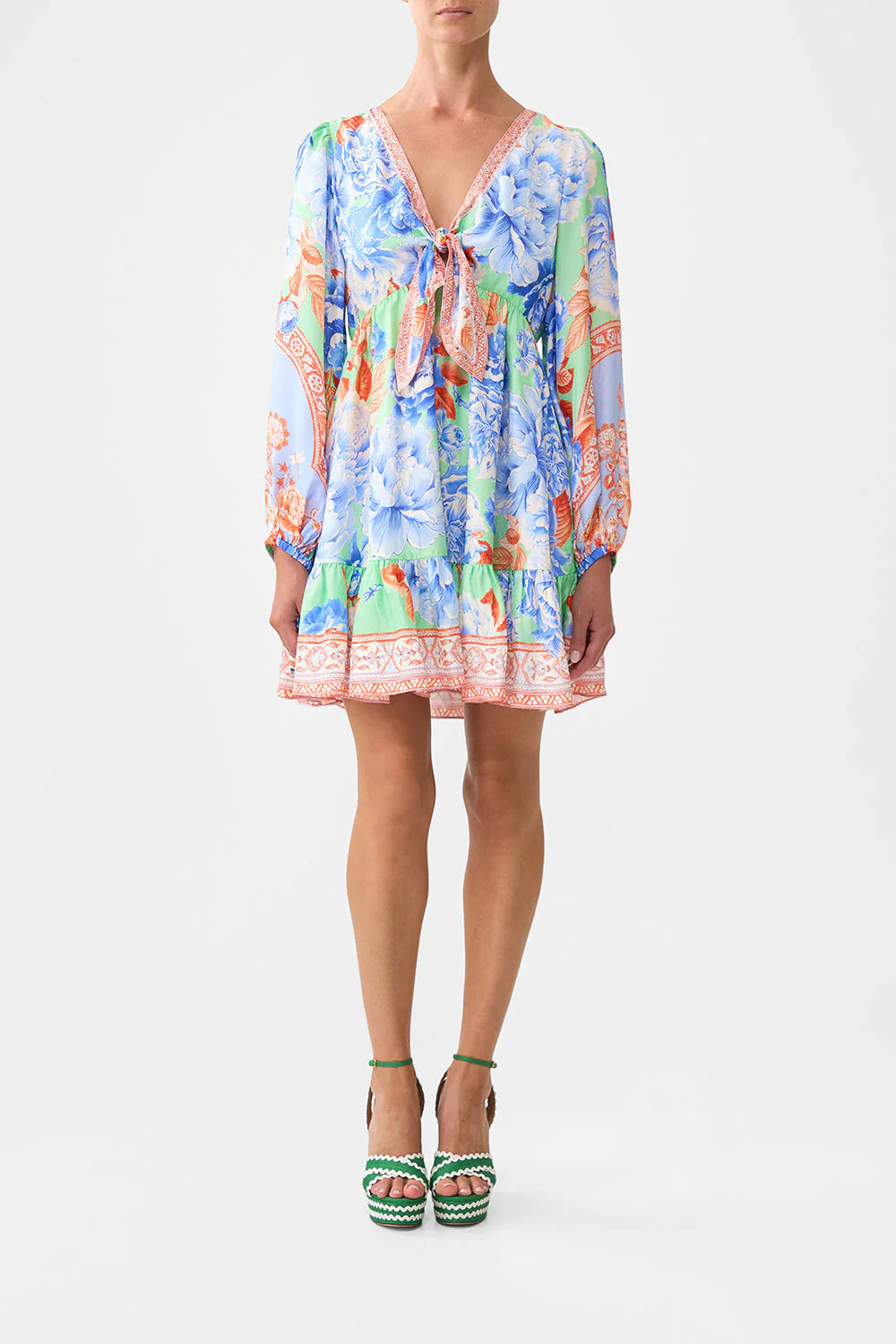 Load image into Gallery viewer, Short Tie Front Blouson Dress Topkapi Pop
