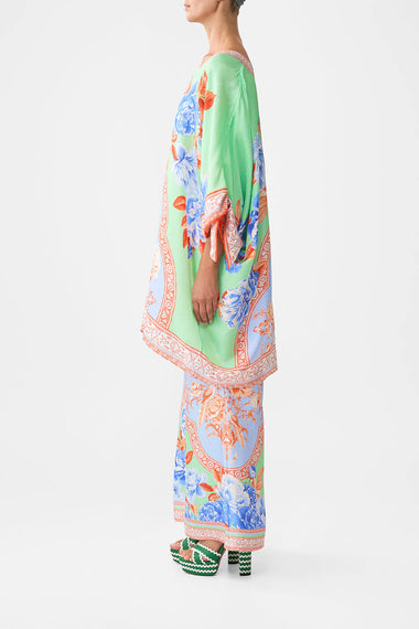 Tie Sleeve Short V Neck Kaftan Topkapi Pop