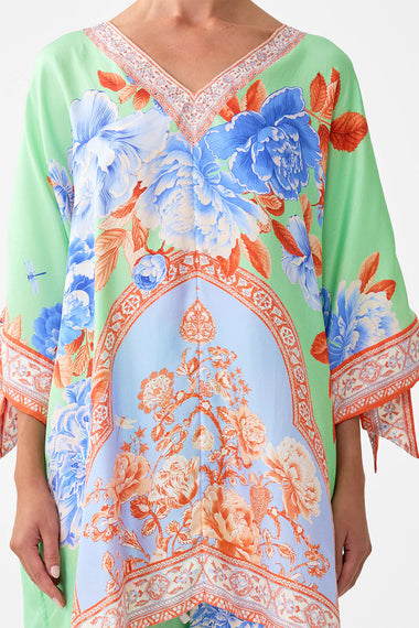 Tie Sleeve Short V Neck Kaftan Topkapi Pop