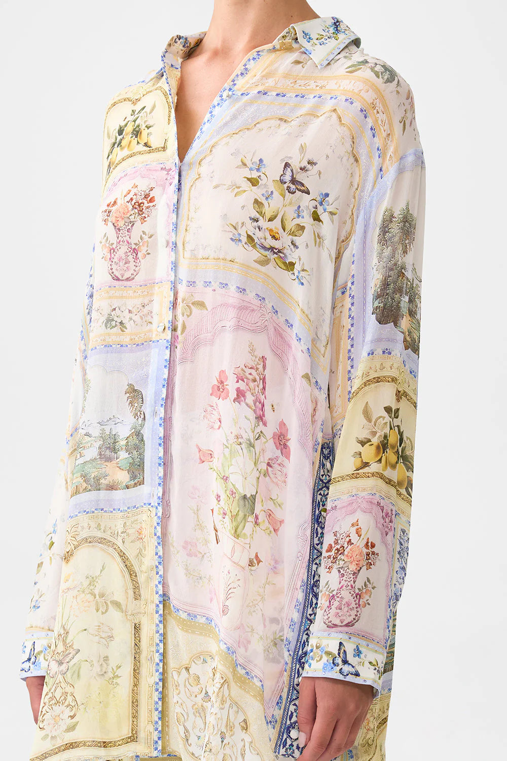 Load image into Gallery viewer, Shirt Tunic with Side Buttons Botanical Ballads
