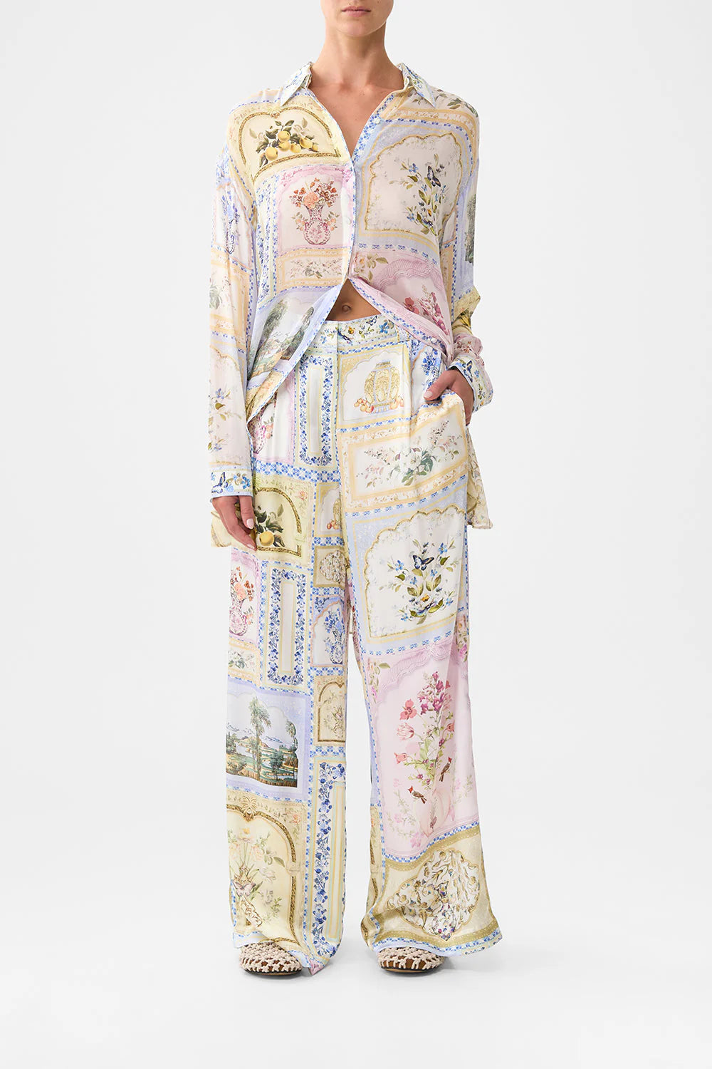 Load image into Gallery viewer, Shirt Tunic with Side Buttons Botanical Ballads
