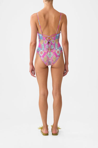 V Neck One Piece with Lace Up Tie Back Concubines, Sultans and Courtiers