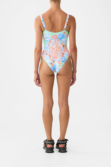 Sweetheart Neck One Piece with Tie Front Topkapi Pop