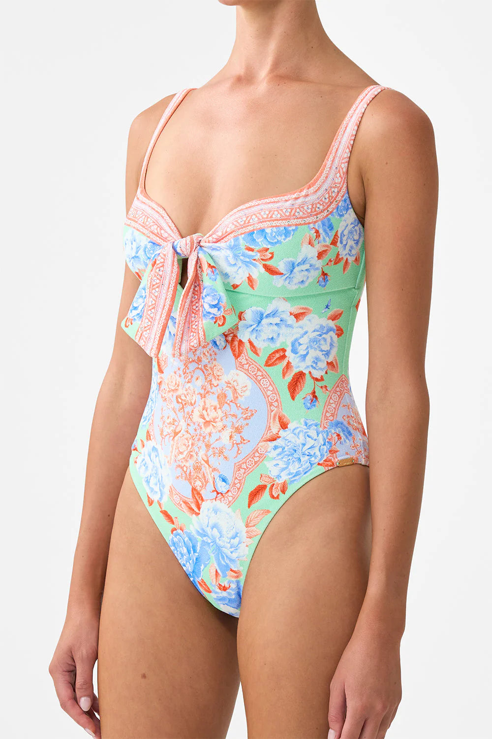 Load image into Gallery viewer, Sweetheart Neck One Piece with Tie Front Topkapi Pop
