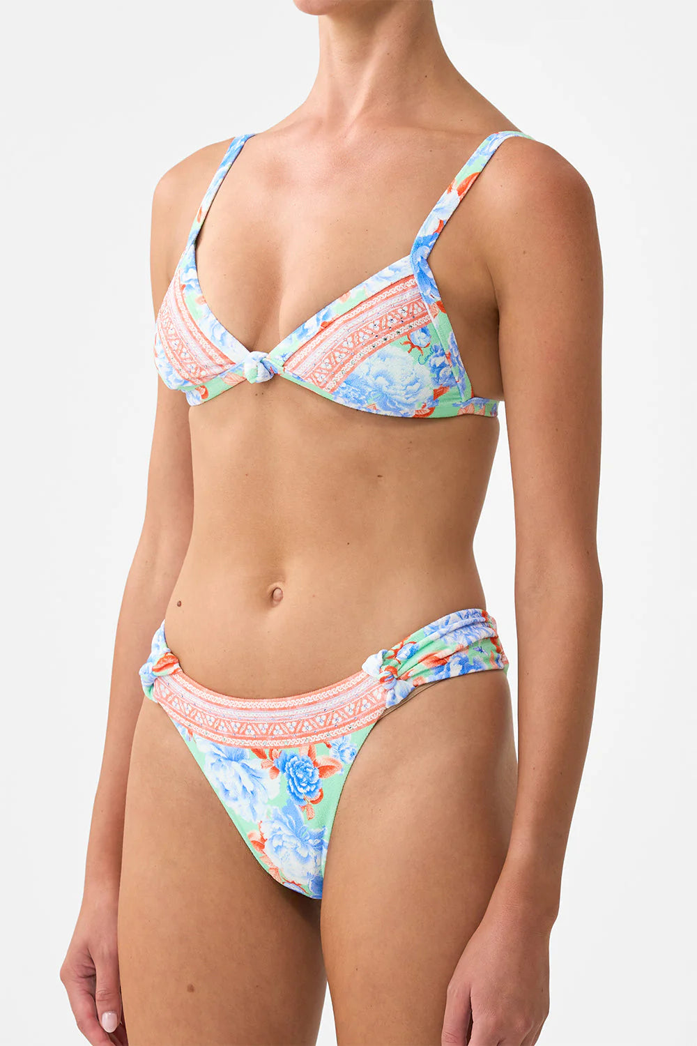 Load image into Gallery viewer, Regular Bikini Bottom with Ruched Knot Sides Topkapi Pop
