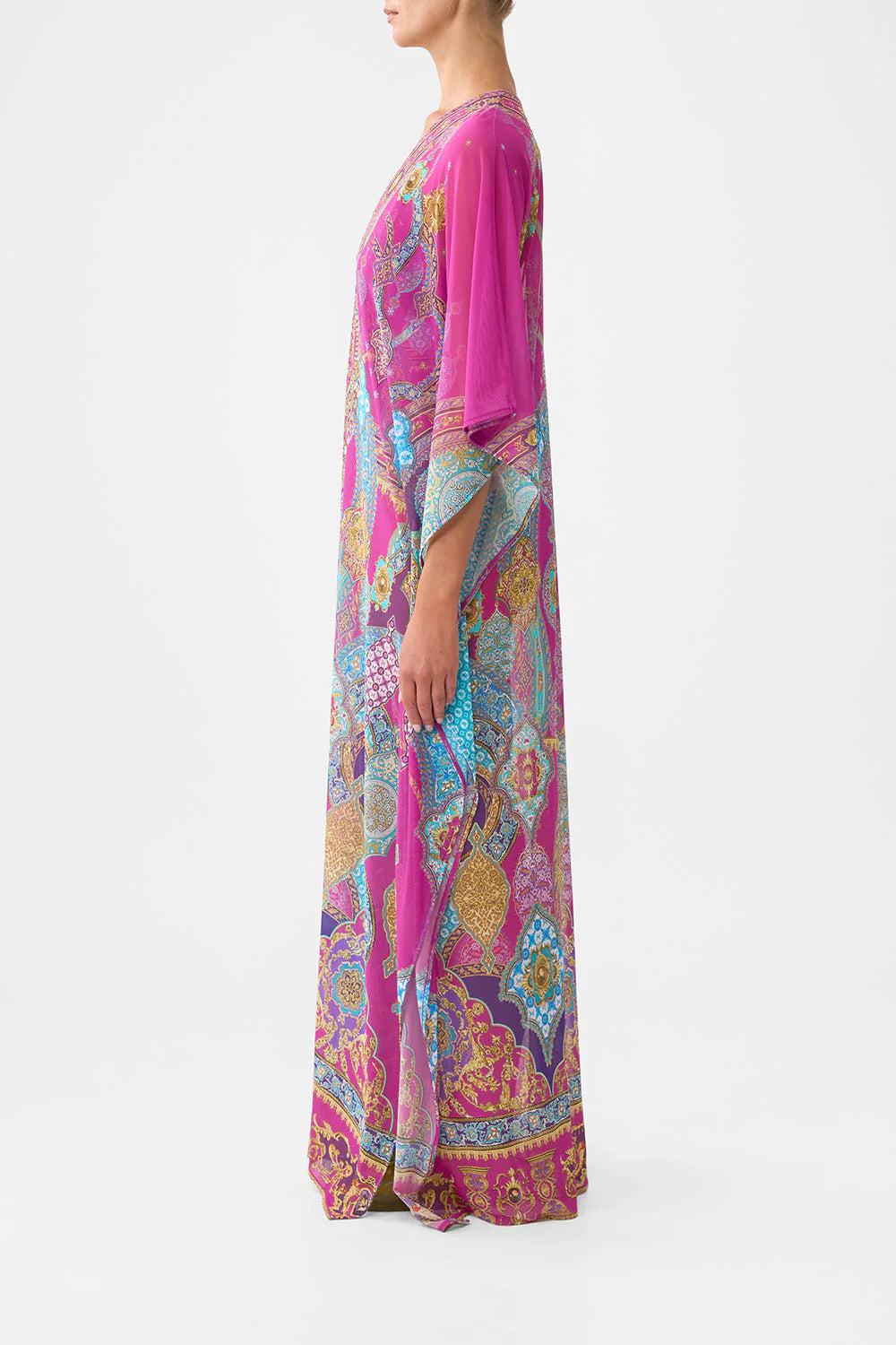 Load image into Gallery viewer, Long V Neck Kaftan with Ring Front Trim Concubines, Sultans and Courtiers
