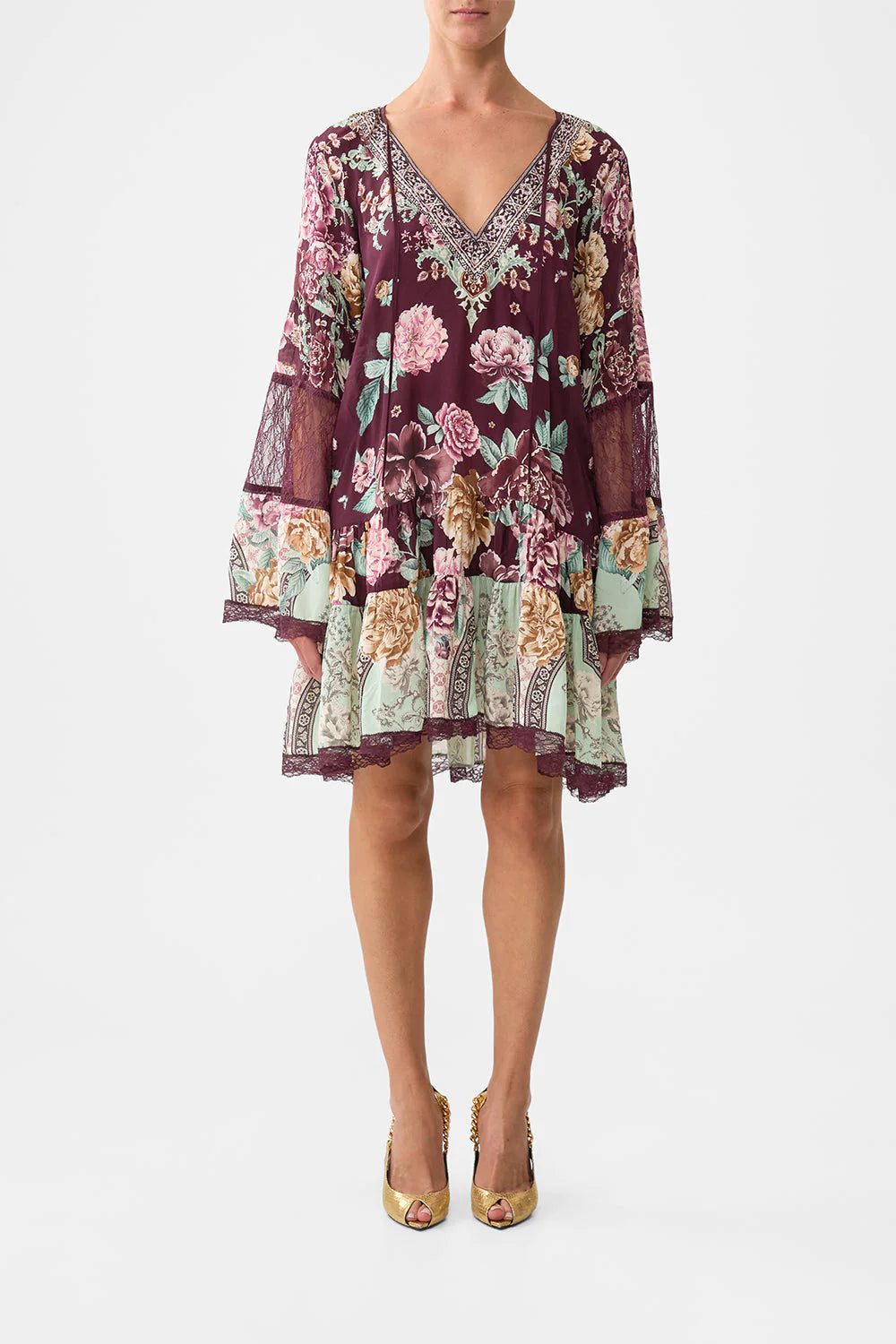 Load image into Gallery viewer, A-line Gathered Panel Dress If These Tiles Could Talk
