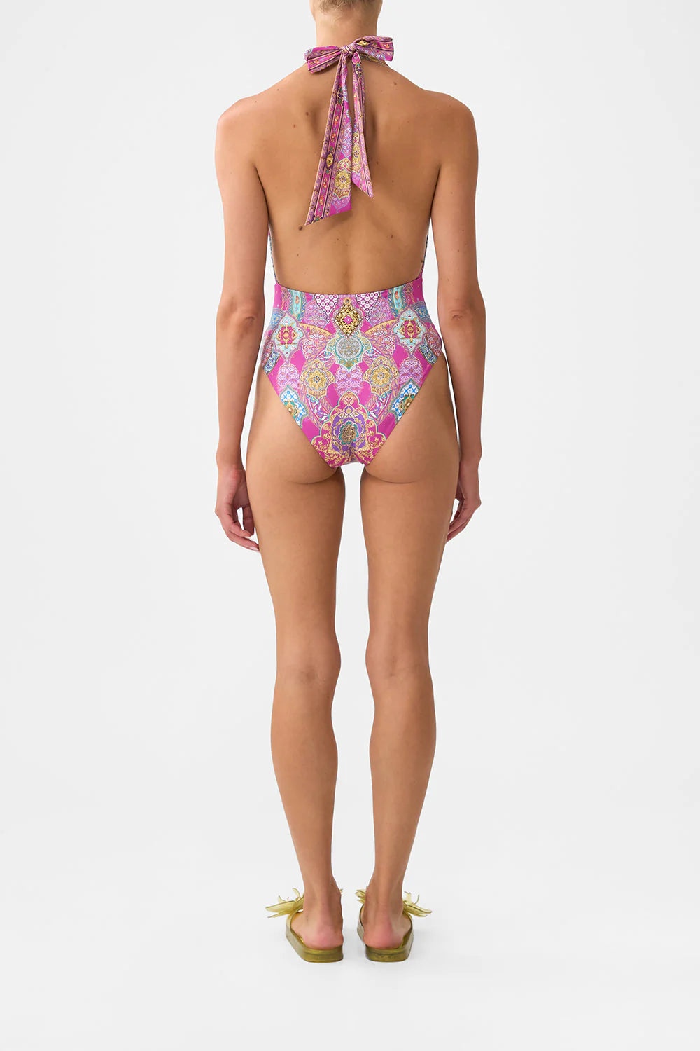 Load image into Gallery viewer, Plunge Backless Halter One Piece with Ring Ties
