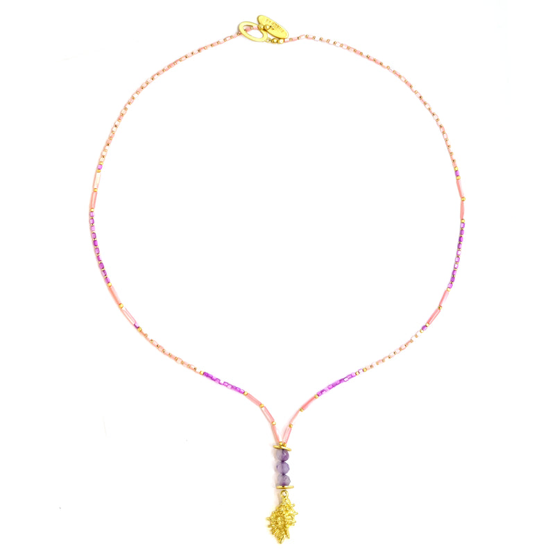 Carnation Pink Shell Necklace