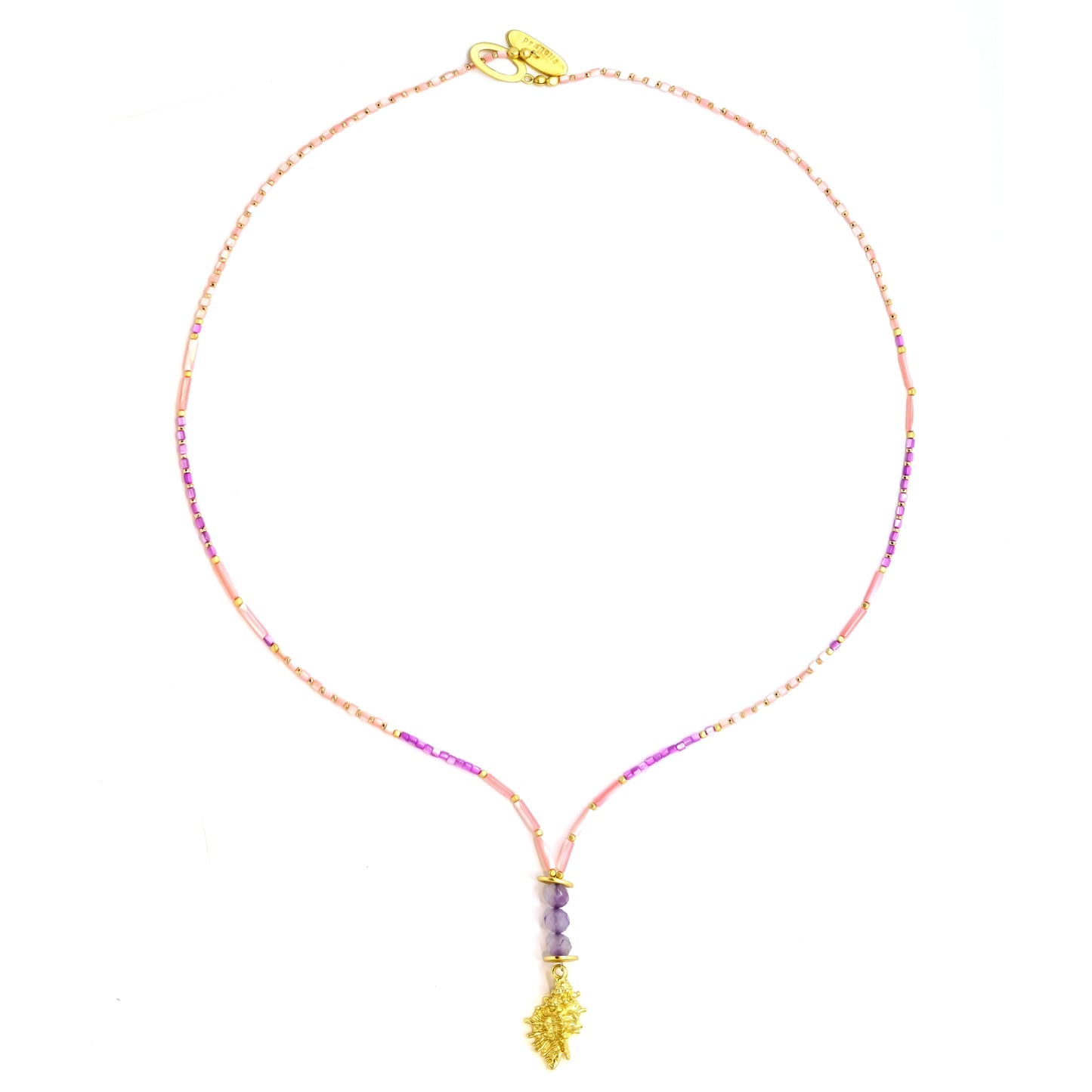 Carnation Pink Shell Necklace - Necklace