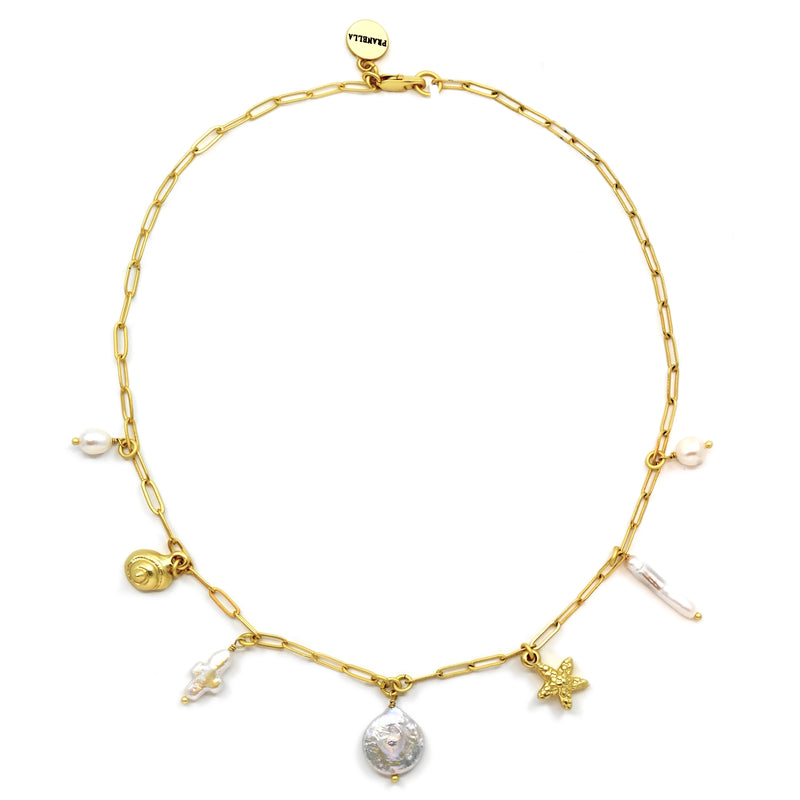 Chacha Short Gold Pearl Necklace