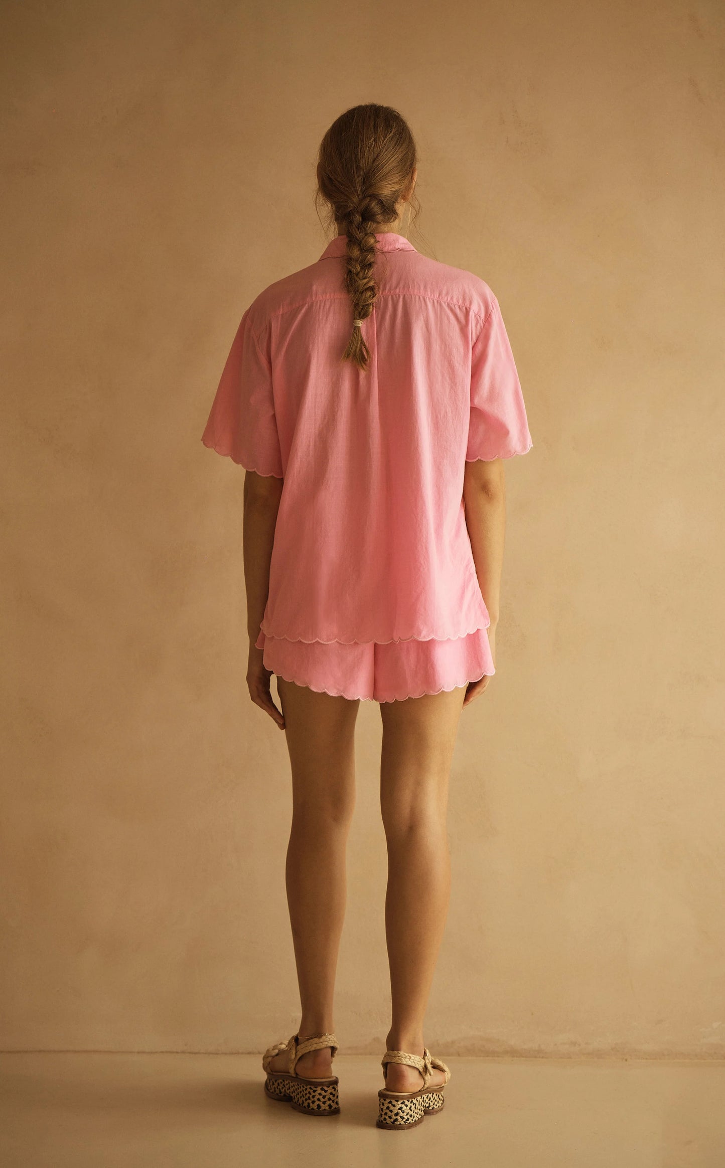 Load image into Gallery viewer, Scallop Drawstring Short Clavell Pink - Shorts
