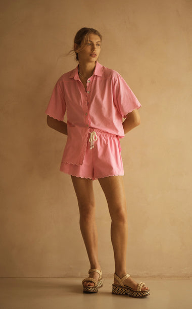 Scallop Drawstring Short Clavell Pink - Shorts