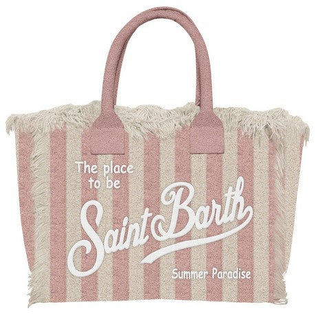Load image into Gallery viewer, Colette Sponge Terry Stripes Cream &amp;amp; Pink Bag
