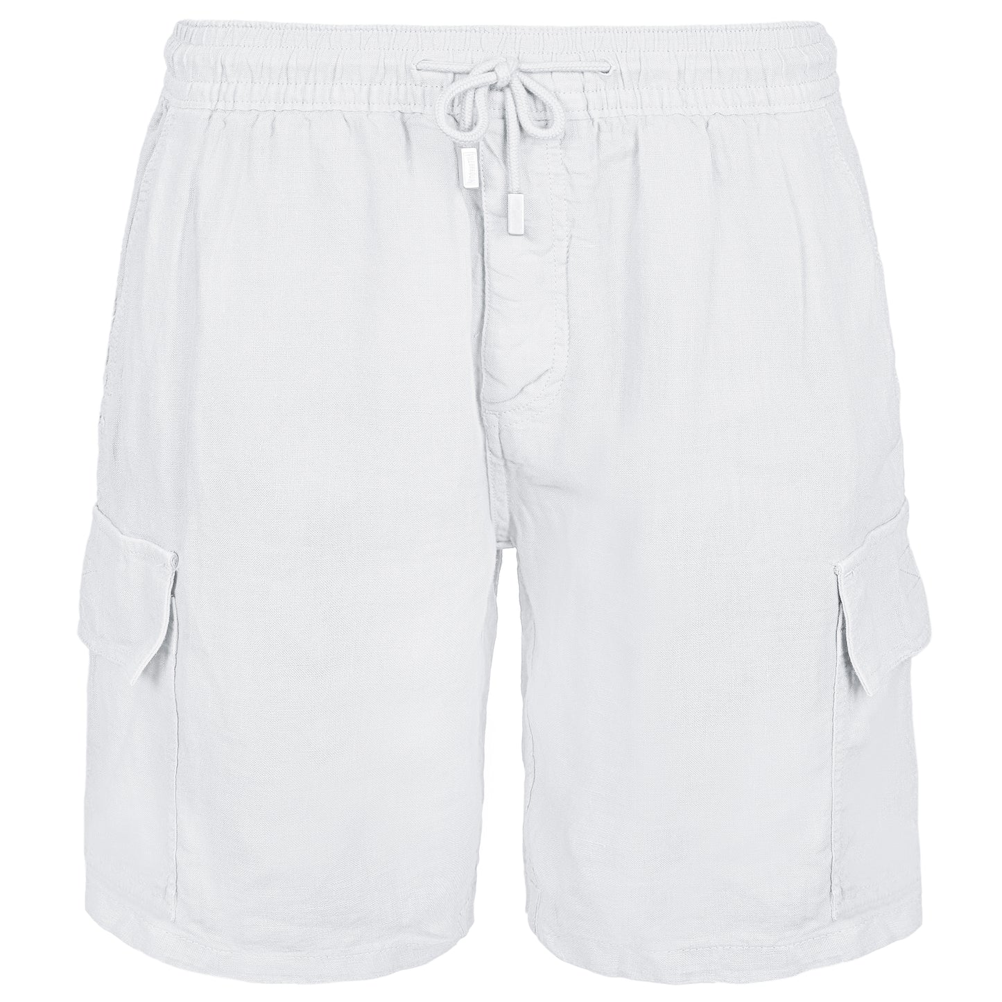 Men Linen Bermuda Short Cargo Pockets White - Shorts