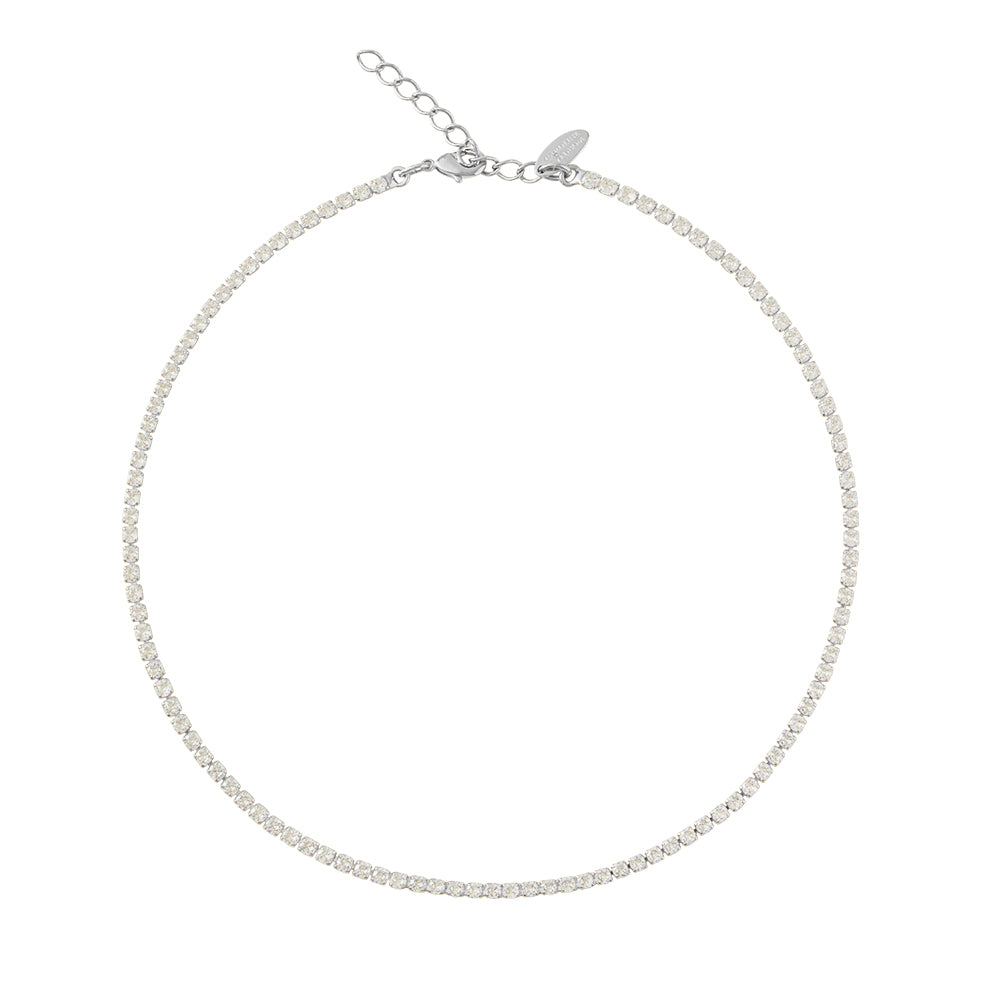 Load image into Gallery viewer, Mini Zara Tennis Necklace Crystal Rhodium
