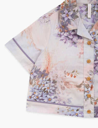 Cascadian Kids Poplin Shirt Blue Botanical Floral