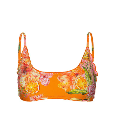 Embroidered Lettuce Edge Bralette Top Clementine