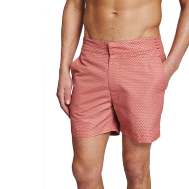 Mens Printed Swim Shorts in Terracotta - Swim Shorts