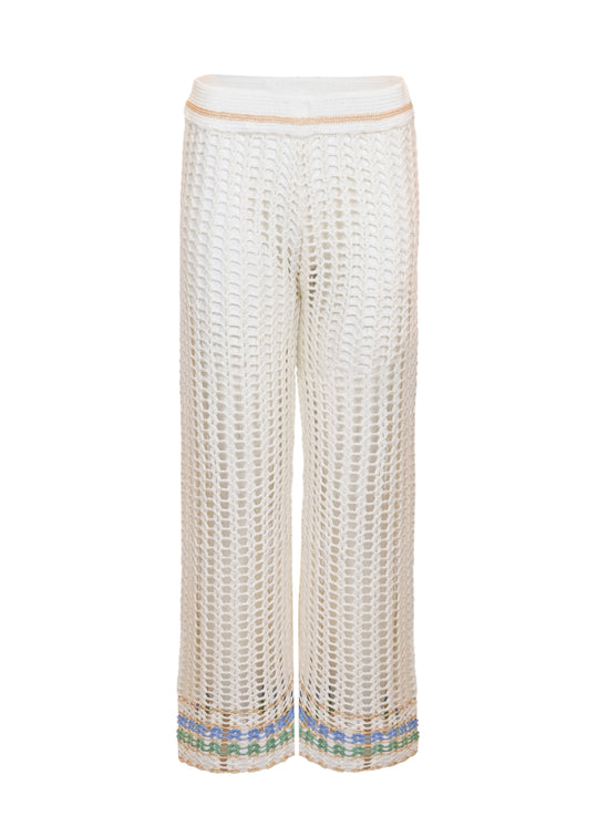 Crochet with Stripe Trim Pant - Trousers