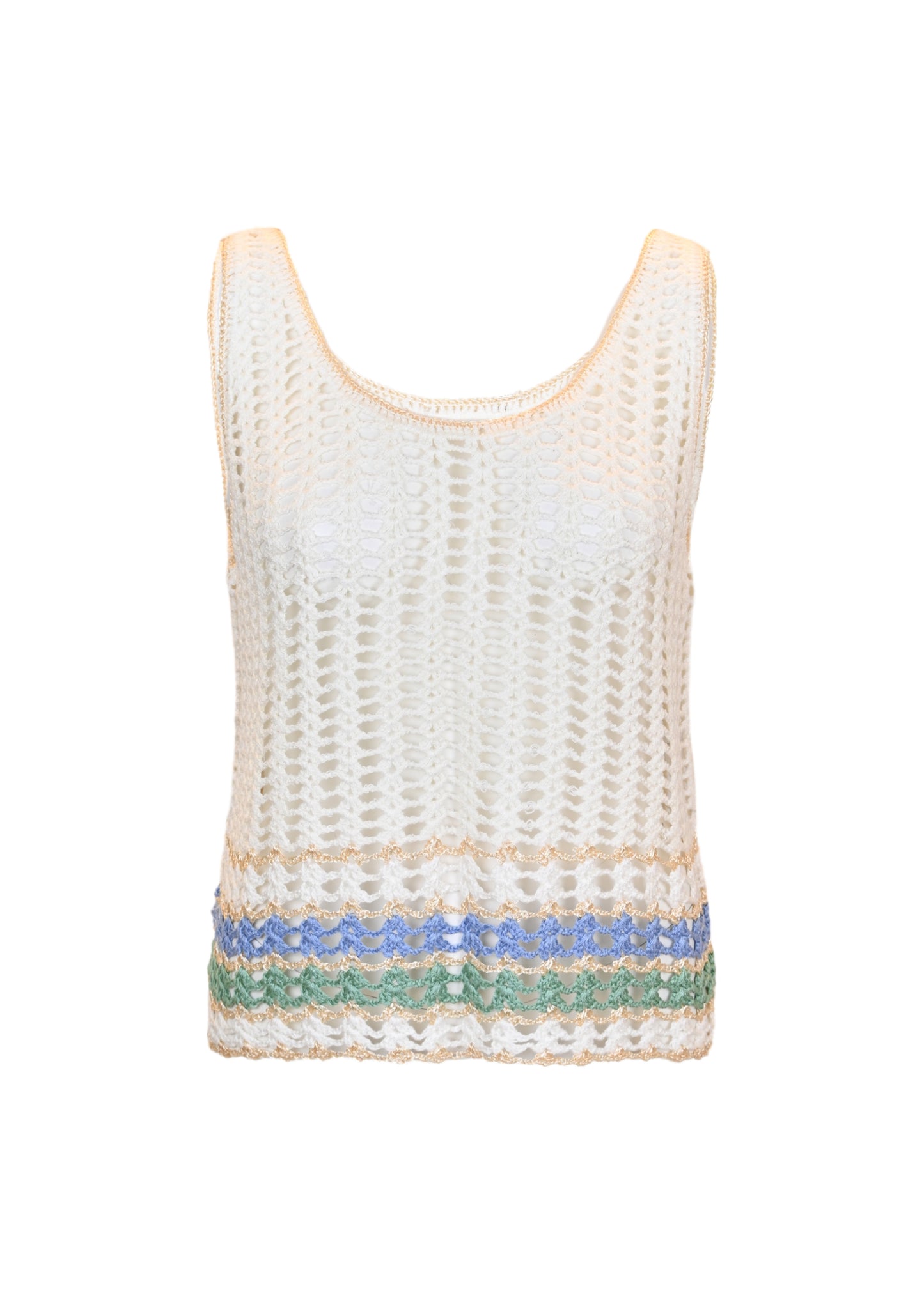 Load image into Gallery viewer, Crochet with Stripe Trim Tank Top - Top
