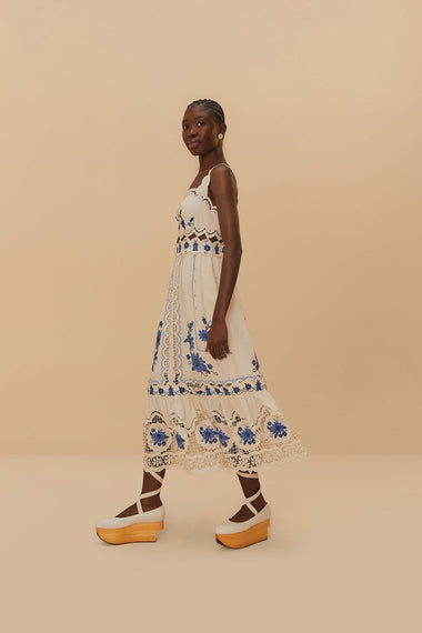 Cross Stitch Richeliue Sunflower Midi Dress Off-White