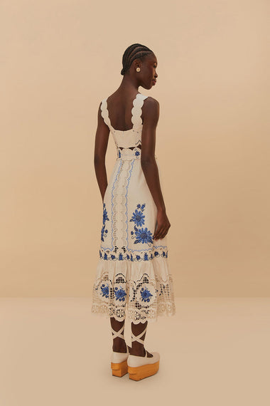 Cross Stitch Richeliue Sunflower Midi Dress Off-White