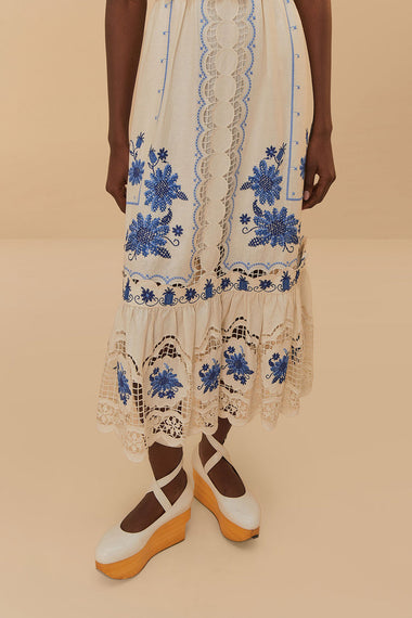 Cross Stitch Richeliue Sunflower Midi Dress Off-White