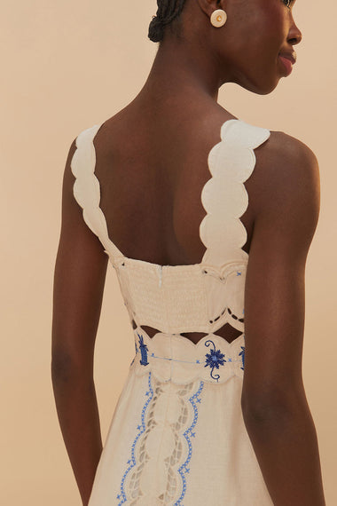 Cross Stitch Richeliue Sunflower Midi Dress Off-White