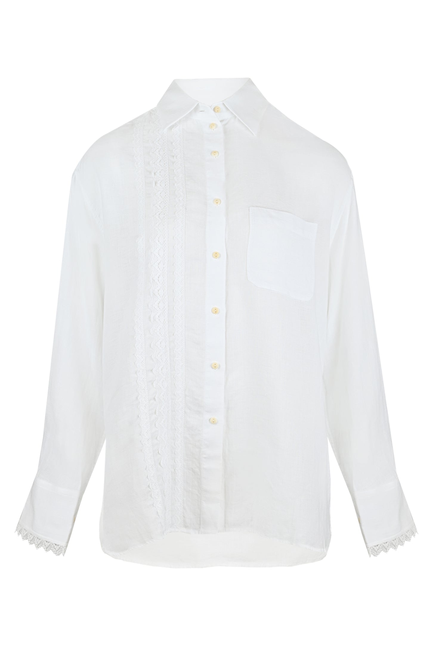 Load image into Gallery viewer, White Shirt with Lace - Top
