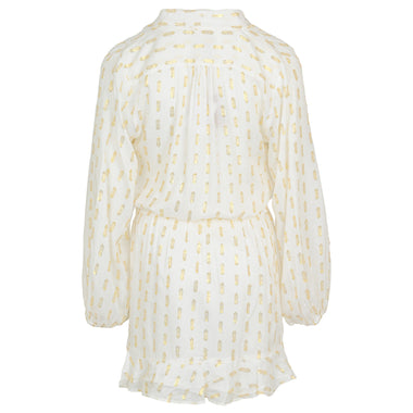 White Clipped Metallic Dress - Dress
