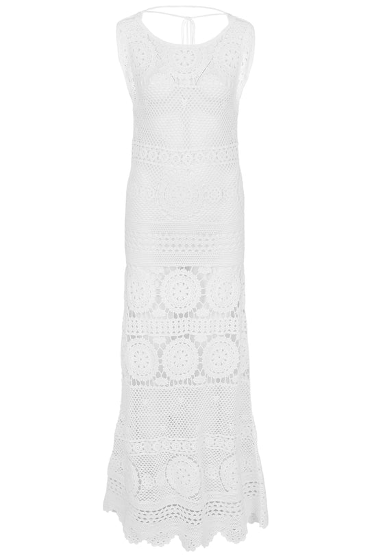 Womens White Crochet Beach Dress