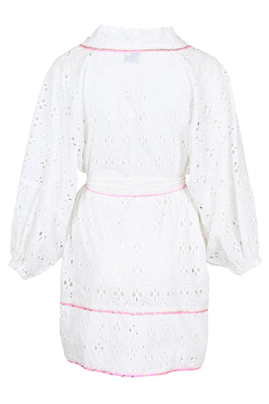 Beach Cover Up in White/Pink - ONE SIZE - Kimono