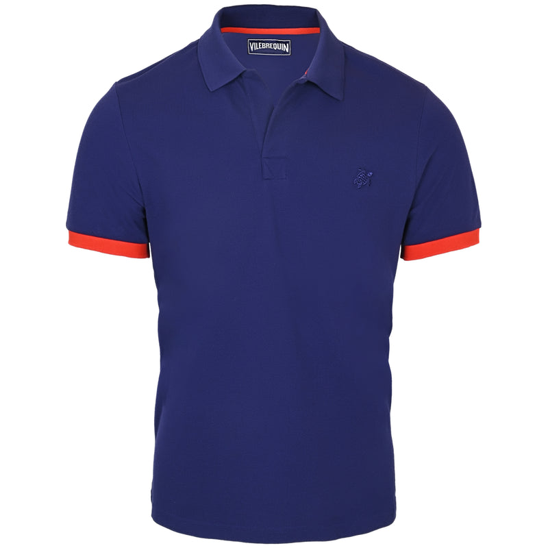 Palatin Polo Shirt Solid Navy Blue/Red
