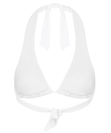 Beaded Brynn Halter Bikini Top White - Bikini Top