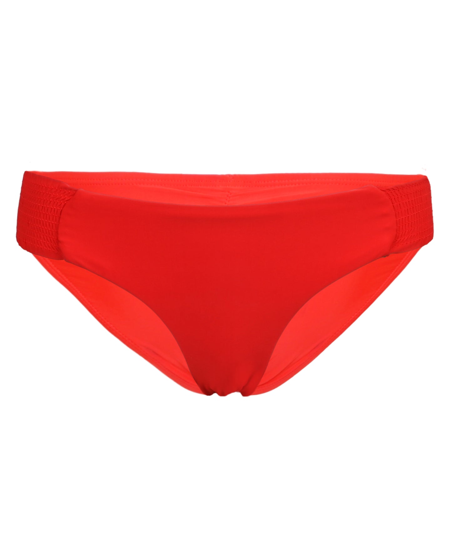 Smocked Tab Full Red Coral - Bikini Bottom