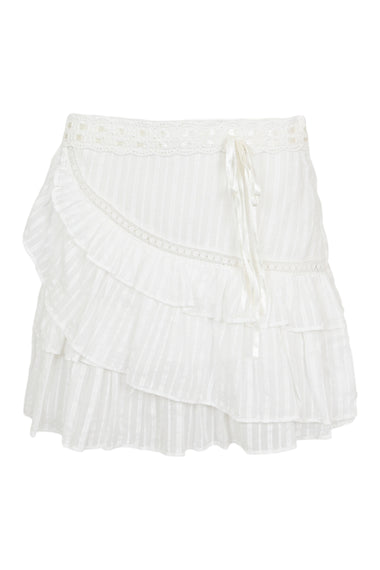 White Tiered Mini Skirt - Skirt