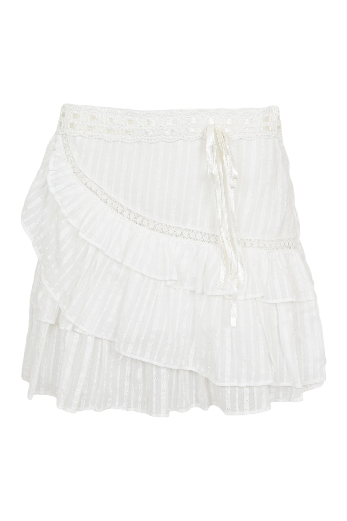 White Tiered Mini Skirt - Skirt