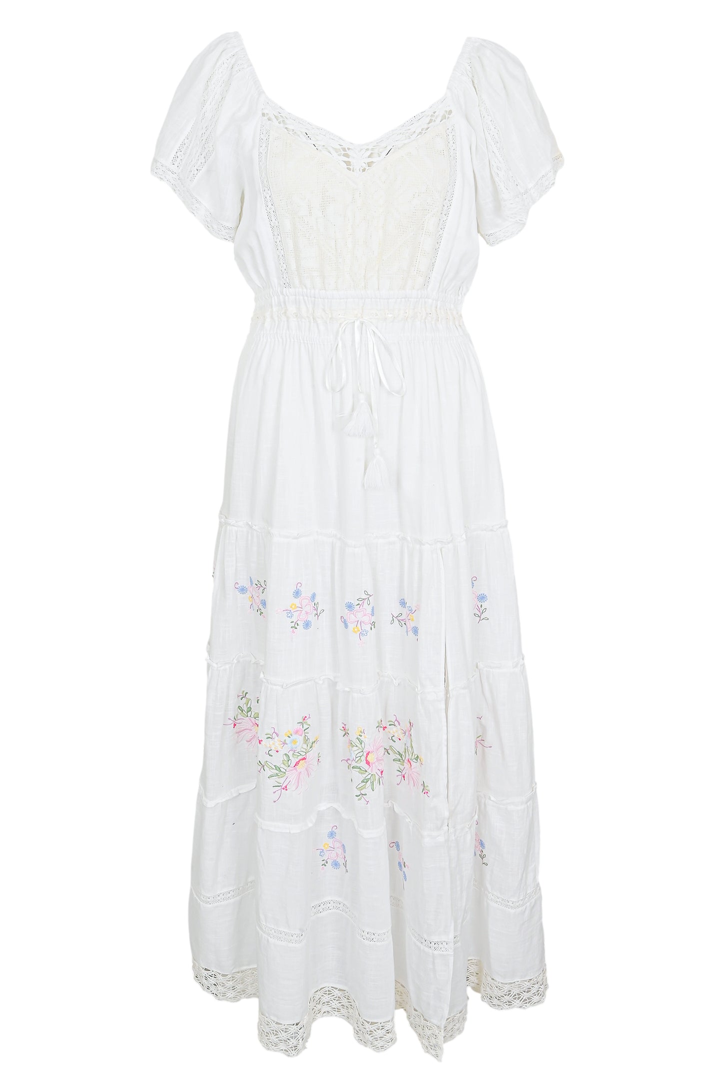 Short Sleeve Maxi Dress in White - Dress
