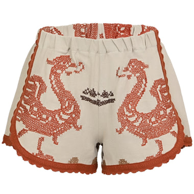 Orsina Cotton Shorts Neutral Dragon Print S - Shorts