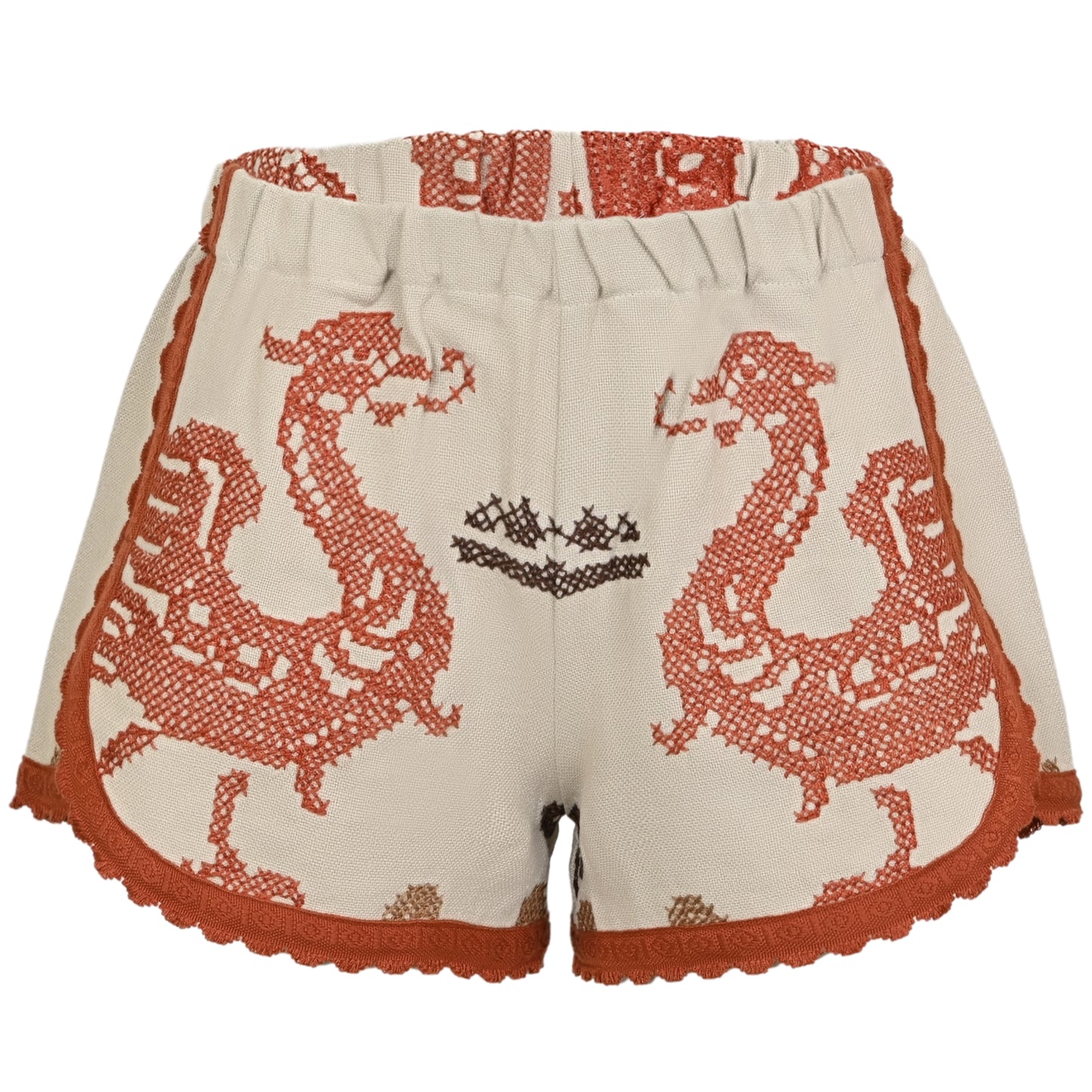 Load image into Gallery viewer, Orsina Cotton Shorts Neutral Dragon Print S - Shorts
