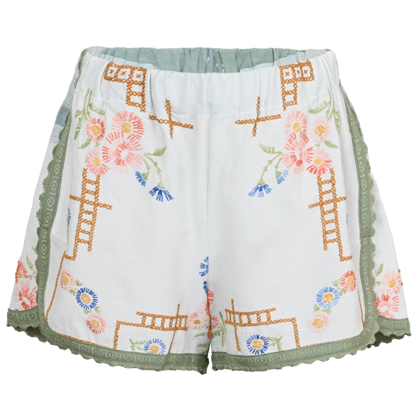 Load image into Gallery viewer, Orsina Cotton Shorts Multi Square Print Thread L - Shorts
