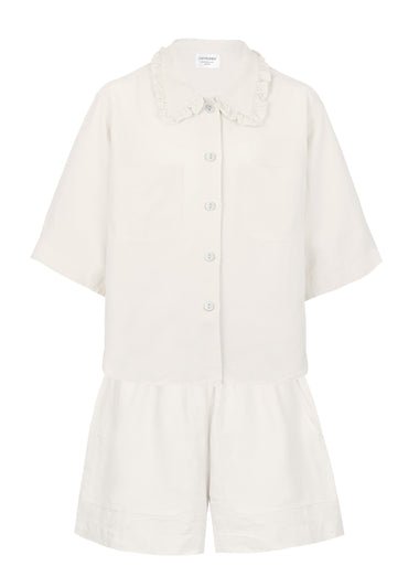 Kids Linen Shorts Set Seashell Off White - Set