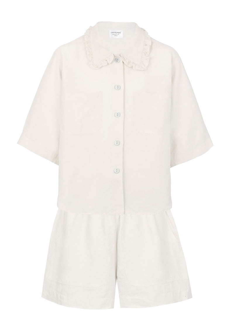 Kids Linen Shorts Set Seashell Off White