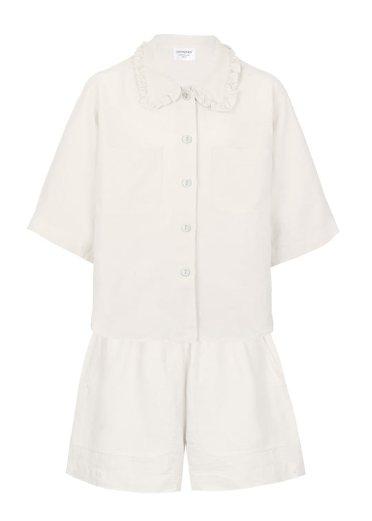 Load image into Gallery viewer, Kids Linen Shorts Set Seashell Off White - Set
