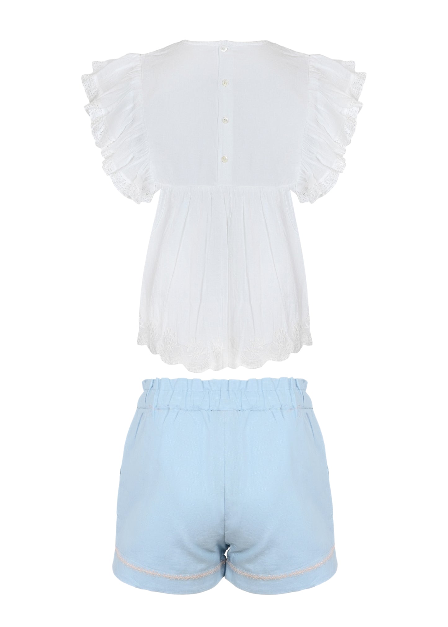 Load image into Gallery viewer, Charlie Blouse and Shorts Set Ivory Ocean Blue
